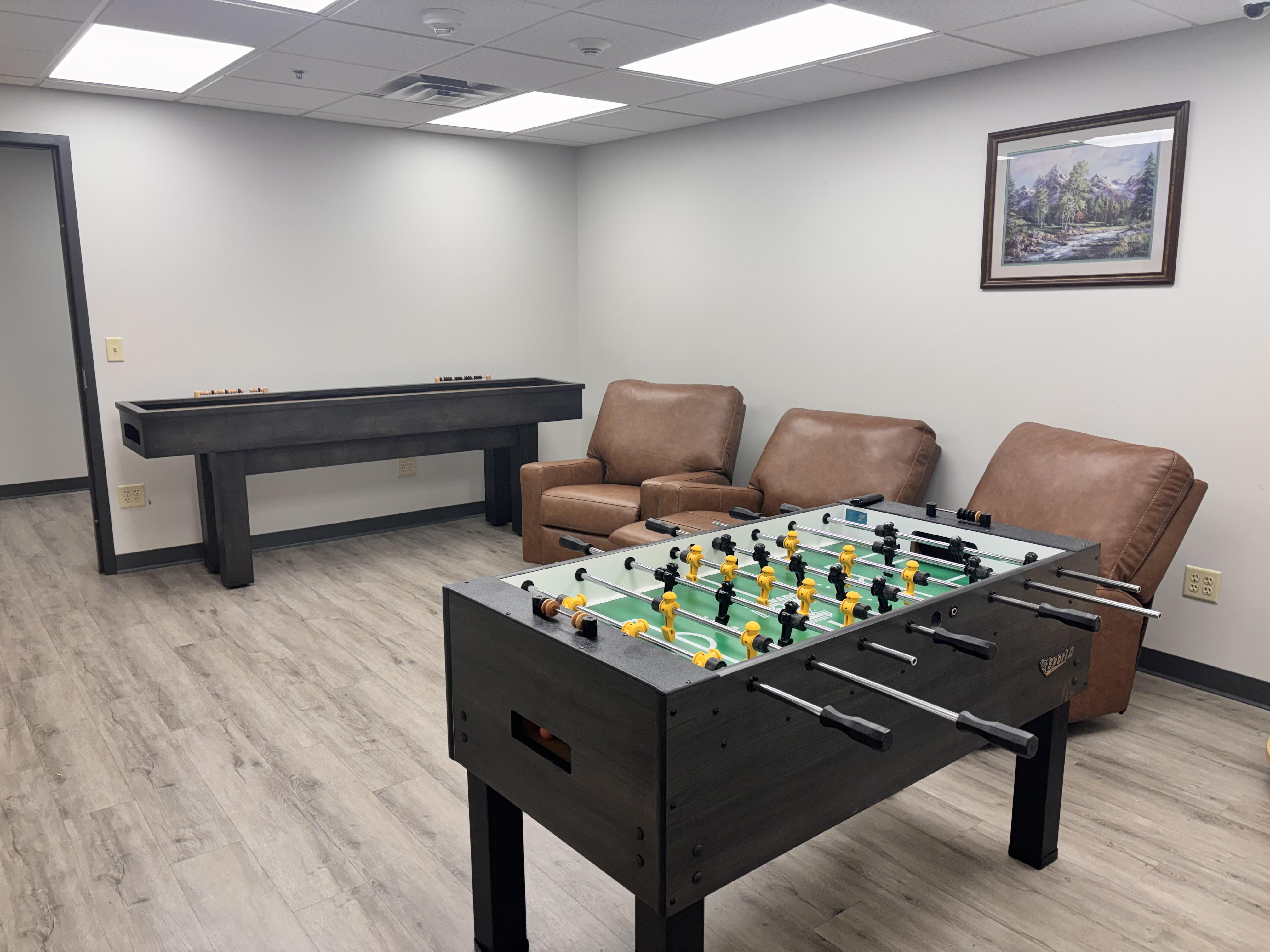 Pathway detox recreation room with games and seating